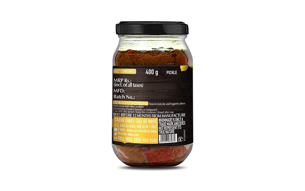 Dabur Khatta Lime Pickle    Glass Jar  400 grams